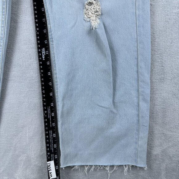Lauren Conrad Straight Leg Jeans Womens Size 12 Crop Distressed Frayed Hem Blue - Picture 9 of 12